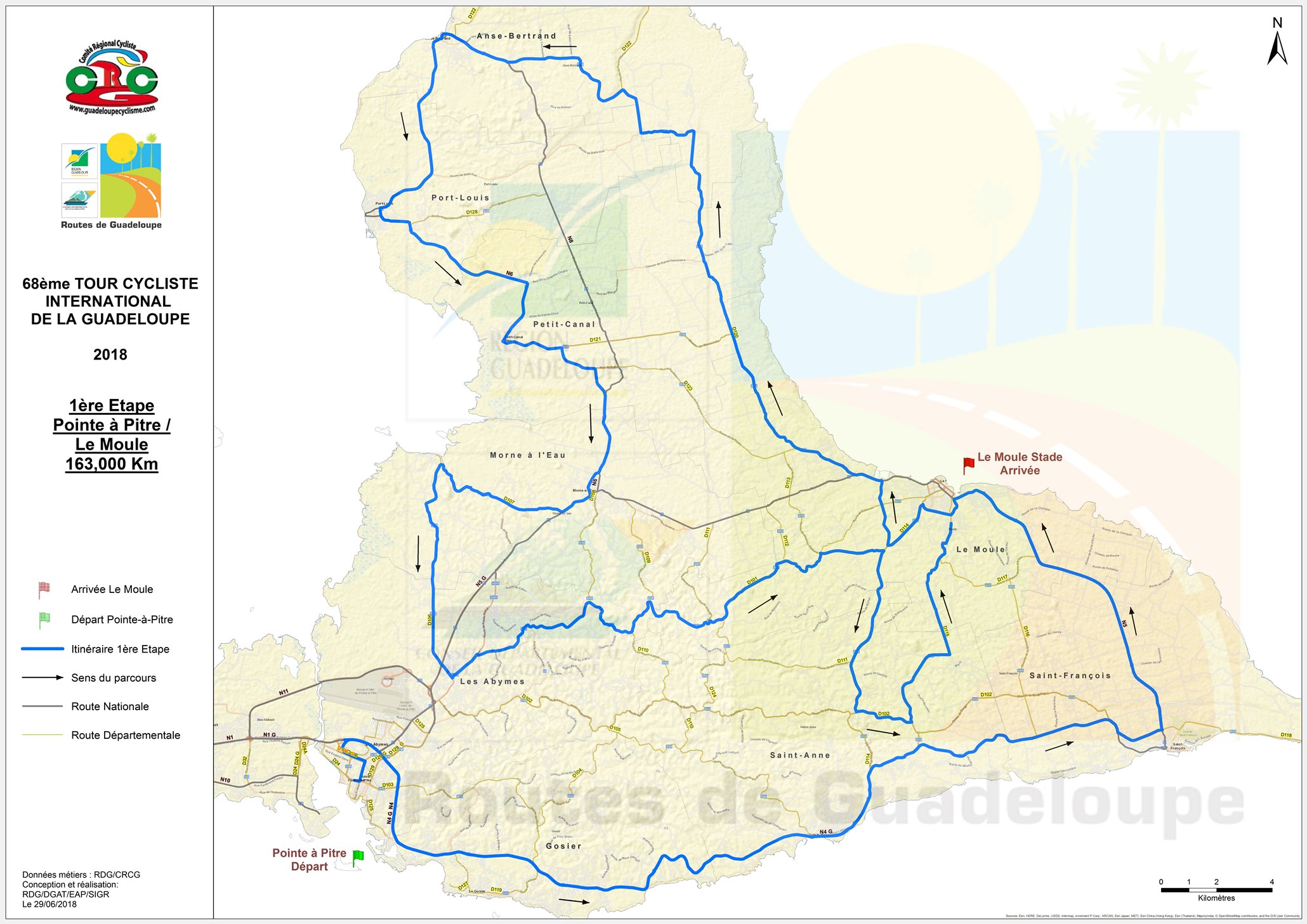 Les étapes du tour cycliste international de la Guadeloupe 2018